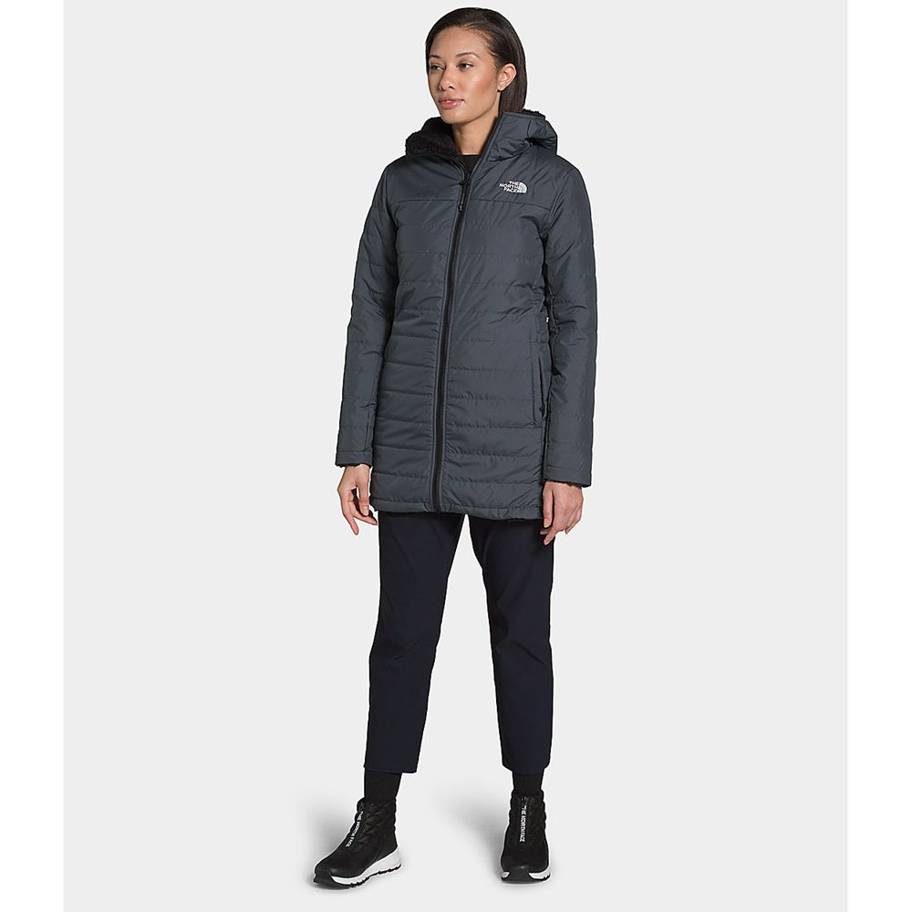 The North Face Parka Womens Australia - The North Face Mossbud Insulated Reversible Grey / Black (KX